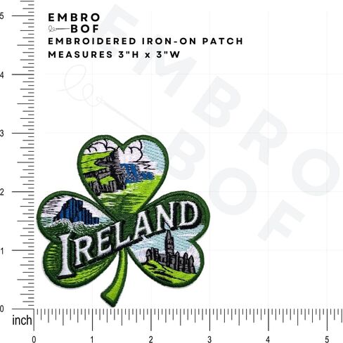 EMBROBOF Heritage Ireland Patch – 3 inches, Cool Ireland Iron On Patch Travel – Embroidered Travel Patches for Backpacks in Kuwait