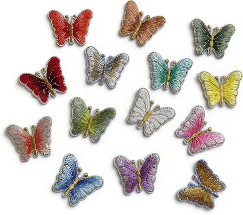 14Pcs Butterfly Iron On Patches for Clothes Jeans and Tote Bags, Colorful Floral Embroidery Applique Patches for Clothes Hats Jackets Bags Shoes DIY Decor in Saudi Arabia