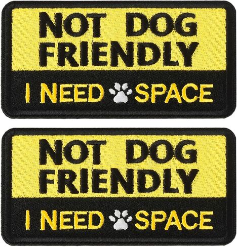 2 PCS Embroidered Hook and Loop Patches for Dog Harness - Not Dog Friendly I Need Space Patches, Removable Accessories for Pet Collar, Harness, Vest (4''×2'') in Saudi Arabia