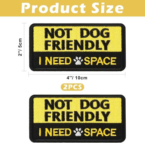 2 PCS Embroidered Hook and Loop Patches for Dog Harness - Not Dog Friendly I Need Space Patches, Removable Accessories for Pet Collar, Harness, Vest (4''×2'') in Saudi Arabia