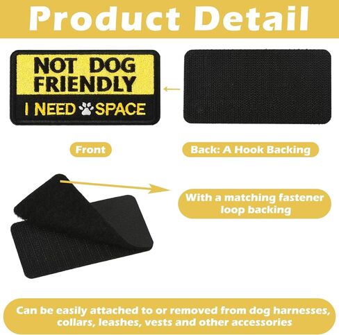 2 PCS Embroidered Hook and Loop Patches for Dog Harness - Not Dog Friendly I Need Space Patches, Removable Accessories for Pet Collar, Harness, Vest (4''×2'') in Saudi Arabia
