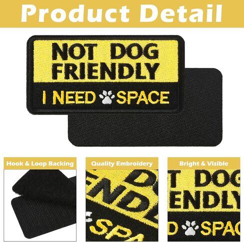 2 PCS Embroidered Hook and Loop Patches for Dog Harness - Not Dog Friendly I Need Space Patches, Removable Accessories for Pet Collar, Harness, Vest (4''×2'') in Saudi Arabia