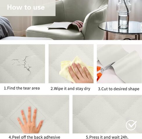Leather Patch Repair Tape for Furniture,15.7x59 inch Leather Repair Patch Self-Adhesive,Vinyl Leather Repair Tape Kit for Car Seat,Furniture,Sofas,Chair,Handbags Beige White in Saudi Arabia