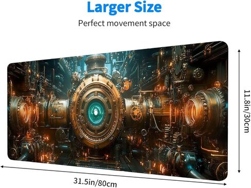 لوحة ماوس كبيرة Steampunk Industry Gear Precision Mousepad XL لوحة ماوس كبيرة للألعاب لوحة مفاتيح الكمبيوتر المحمول وسادة مكتب مثالية للمكتب أو المنزل أو العمل عن بعد 31.5 × 11.8 بوصة in Kuwait