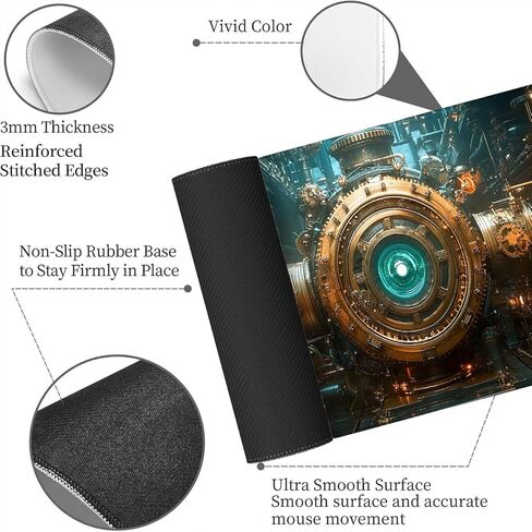 لوحة ماوس كبيرة Steampunk Industry Gear Precision Mousepad XL لوحة ماوس كبيرة للألعاب لوحة مفاتيح الكمبيوتر المحمول وسادة مكتب مثالية للمكتب أو المنزل أو العمل عن بعد 31.5 × 11.8 بوصة in Kuwait