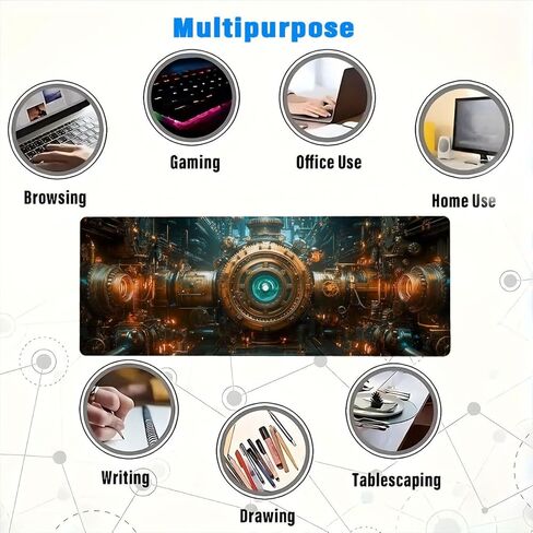 لوحة ماوس كبيرة Steampunk Industry Gear Precision Mousepad XL لوحة ماوس كبيرة للألعاب لوحة مفاتيح الكمبيوتر المحمول وسادة مكتب مثالية للمكتب أو المنزل أو العمل عن بعد 31.5 × 11.8 بوصة in Kuwait