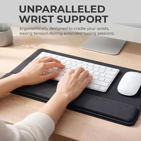 OTM Essentials 22" Keyboard Wrist Rest, Wrist Pad for Keyboard with Foam Padding Interior & Lycra Exterior, Ergonomic Office Desk Accessory with Non-Slip Base for Support, 1.5"x 23.5"x 4.45" (Black) in Kuwait