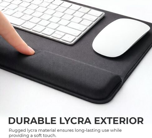 OTM Essentials 22" Keyboard Wrist Rest, Wrist Pad for Keyboard with Foam Padding Interior & Lycra Exterior, Ergonomic Office Desk Accessory with Non-Slip Base for Support, 1.5"x 23.5"x 4.45" (Black) in Kuwait