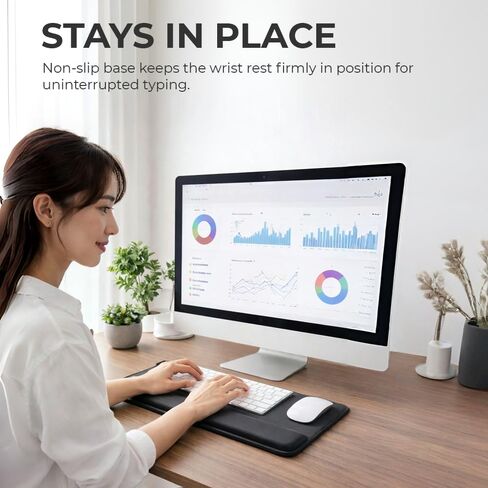 OTM Essentials 22" Keyboard Wrist Rest, Wrist Pad for Keyboard with Foam Padding Interior & Lycra Exterior, Ergonomic Office Desk Accessory with Non-Slip Base for Support, 1.5"x 23.5"x 4.45" (Black) in Kuwait