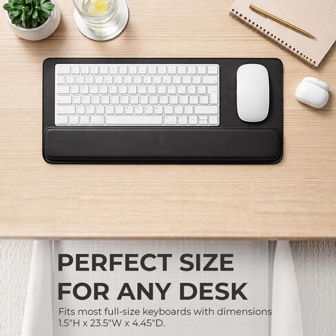 OTM Essentials 22" Keyboard Wrist Rest, Wrist Pad for Keyboard with Foam Padding Interior & Lycra Exterior, Ergonomic Office Desk Accessory with Non-Slip Base for Support, 1.5"x 23.5"x 4.45" (Black) in Kuwait