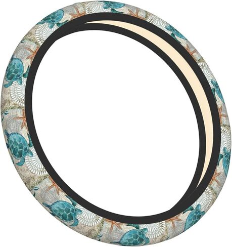 Sea Turtle Starfish Ocean Beach Steering Wheel Cover 15 Inch Anti Slip Sweat Absorption Elastic Neoprene Universal Car Interior Accessories Protector Case for Women Men in Saudi Arabia