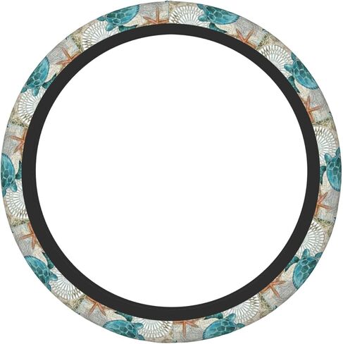 Sea Turtle Starfish Ocean Beach Steering Wheel Cover 15 Inch Anti Slip Sweat Absorption Elastic Neoprene Universal Car Interior Accessories Protector Case for Women Men in Saudi Arabia