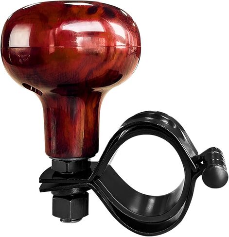 Car Woodgrain Steering Wheel Spinner Knob, Smooth Ball Shape Turning Aid Automotive Power Handle Spinner, Anti Slip Assist Knob to Control Steering Wheel for Cars (Brown) in Saudi Arabia
