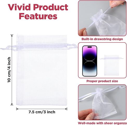 PercyEffie 500pcs organza bags 3x4organza gift bag small mesh bags drawstring jewelry small mesh bag drawstring Favor Bagg for Jewelry Bracelets packaging tiny Candy Party Wedding Favor for Packaging in Saudi Arabia