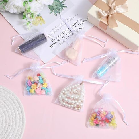 PercyEffie 500pcs organza bags 3x4organza gift bag small mesh bags drawstring jewelry small mesh bag drawstring Favor Bagg for Jewelry Bracelets packaging tiny Candy Party Wedding Favor for Packaging in Saudi Arabia