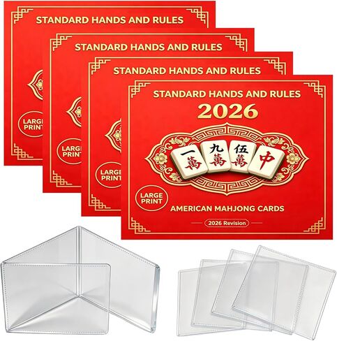 2026 Mahjong Card Large Print, 4-Pack Official, American Mahjong, Waterproof and Tear-Resistant, Easy-to-Read for Full Table in Saudi Arabia