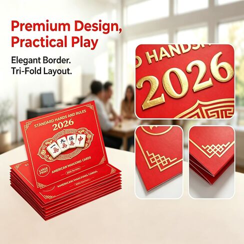 2026 Mahjong Card Large Print, 4-Pack Official, American Mahjong, Waterproof and Tear-Resistant, Easy-to-Read for Full Table in Saudi Arabia