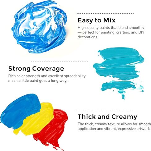 ABEIER Acrylic Paint Set, 80 Colors (2oz/60ml) Artist Quality Paint with 11 Metallic & 4 Fluorescent, Great Coverage Matte Finish Craft Paint for Adults Students on Canvas Wood Rock Ceramic in Saudi Arabia