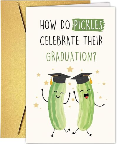 Funny Pickle Pun Graduation Card for Him Her, Humorous Congratulation Grad Cards for Brother Sister Bestie Friends Son Daughter, Joke Pickle Relish the Moment Graduation Cards in Kuwait