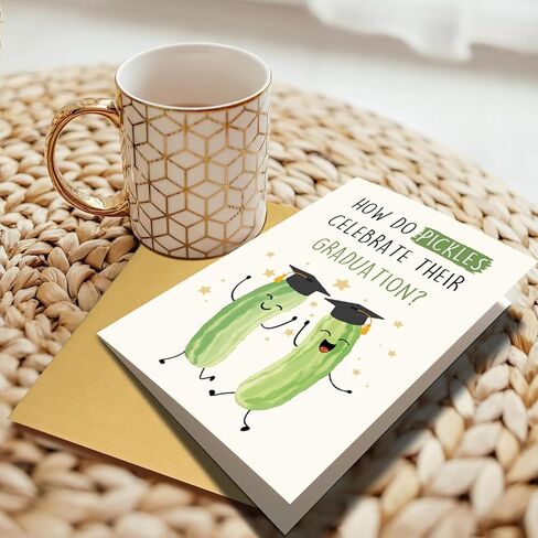 Funny Pickle Pun Graduation Card for Him Her, Humorous Congratulation Grad Cards for Brother Sister Bestie Friends Son Daughter, Joke Pickle Relish the Moment Graduation Cards in Kuwait