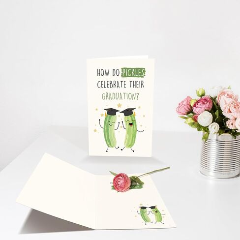 Funny Pickle Pun Graduation Card for Him Her, Humorous Congratulation Grad Cards for Brother Sister Bestie Friends Son Daughter, Joke Pickle Relish the Moment Graduation Cards in Kuwait