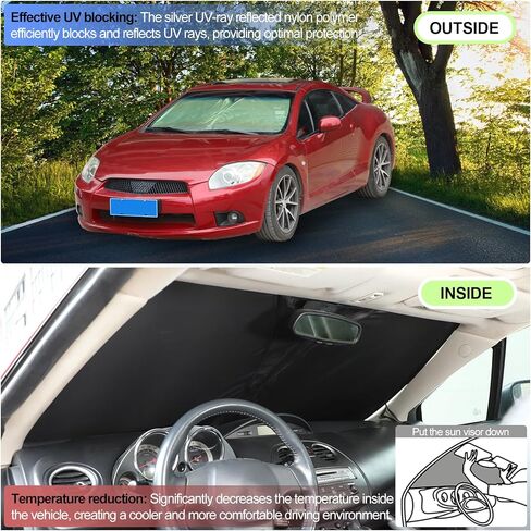 Windshield Sun Shade for Mitsubishi Eclipse 2006-2011, Front Window Sunshade, Sun Visor Blocker, UV Protector, Heat Shield Keep Your Vehicle Cool, Lightweight & Portable in Kuwait
