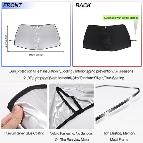 Windshield Sun Shade for Mitsubishi Eclipse 2006-2011, Front Window Sunshade, Sun Visor Blocker, UV Protector, Heat Shield Keep Your Vehicle Cool, Lightweight & Portable in Kuwait