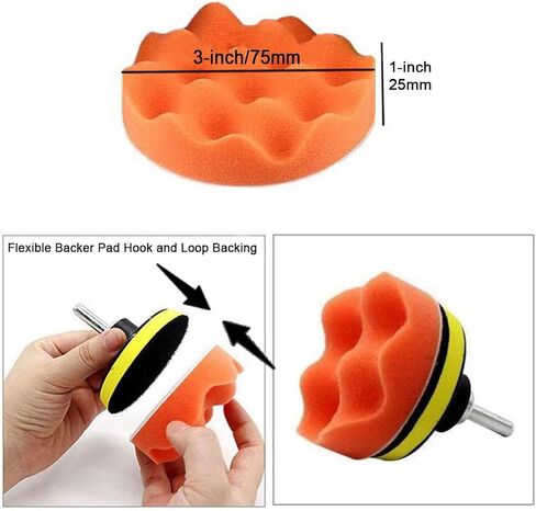 3-inch Soft Wave Sponge FoamWaffle Pad Buffing Sponge Pads,10-Pack Φ3/75mm high 1-in/25mm for Compounding Polishing and Waxing Car Polisher Soft Wave Foam Waffle Pad in Saudi Arabia