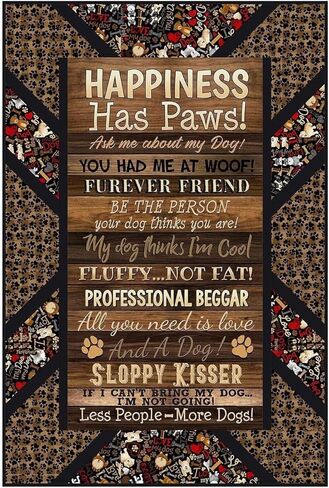Timeless Treasures Happiness Has Paws 24" Love My Dog Panel Brown, Fabric by The Panel in Saudi Arabia