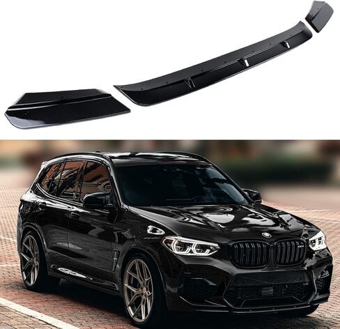 ST Style 3PC Painted Gloss Black Pearl Front Bumper Lip Splitter Spoiler Kit Compatible for 2019-2021 BMW X3M X4M Competition F97 F98 in Saudi Arabia