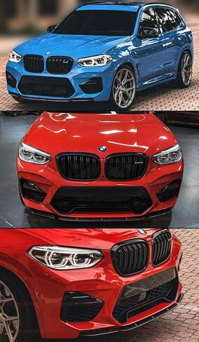 ST Style 3PC Painted Gloss Black Pearl Front Bumper Lip Splitter Spoiler Kit Compatible for 2019-2021 BMW X3M X4M Competition F97 F98 in Saudi Arabia