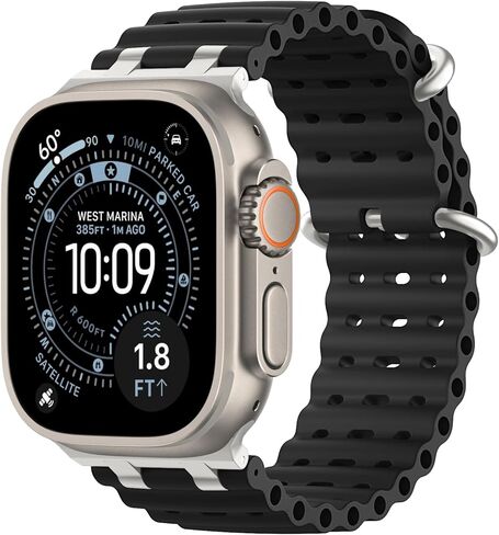 Moko ترقية Silicone Ocean Band - Ultra 2/Ultra Sports Band مع موصل معدني ، حزام قابل للتنفس متوافق مع Apple Watch 49mm ، 46 مم ، 45 مم ، 44 ملم ، 42 مم للرجال النساء in Kuwait