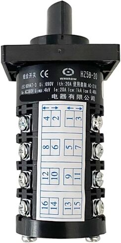 0-4 Position 20A Four Poles 16 Screws Rotary Cam Switch Manual Transfer Changeover HZ5B-20/4 in Saudi Arabia