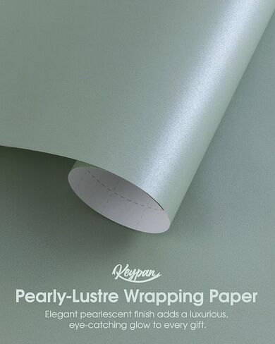 لفة ورق تغليف Keypan Sage Green مقاس 17 بوصة × 33 قدمًا مع خطوط قطع، مجموعة تغليف هدايا مع شريط وعلامات لعيد الميلاد، وأعياد الميلاد، والزفاف، وحفلات استقبال المولود الجديد، وحفلات الزفاف، والربيع in Kuwait