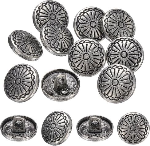 PATIKIL 10 Pcs Vintage Metal Buttons,20mm Round Shank Buttons Engraved Flower Pattern with Metal Shank Hole for Sewing Crafts Projects, Coats, Jackets, DIY Decoration, Copper-White in Kuwait