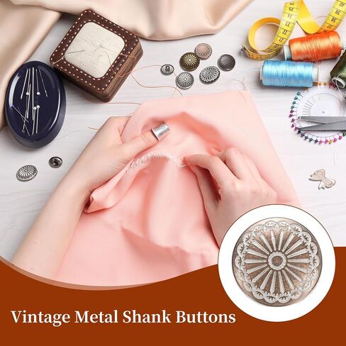 PATIKIL 10 Pcs Vintage Metal Buttons,20mm Round Shank Buttons Engraved Flower Pattern with Metal Shank Hole for Sewing Crafts Projects, Coats, Jackets, DIY Decoration, Copper-White in Kuwait