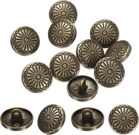 PATIKIL 10 Pcs Vintage Metal Buttons,20mm Round Shank Buttons Engraved Flower Pattern with Metal Shank Hole for Sewing Crafts Projects, Coats, Jackets, DIY Decoration, Copper-White in Kuwait
