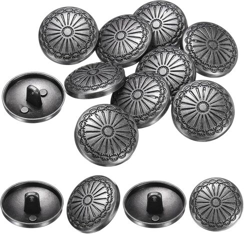 PATIKIL 10 Pcs Vintage Metal Buttons,20mm Round Shank Buttons Engraved Flower Pattern with Metal Shank Hole for Sewing Crafts Projects, Coats, Jackets, DIY Decoration, Copper-White in Kuwait