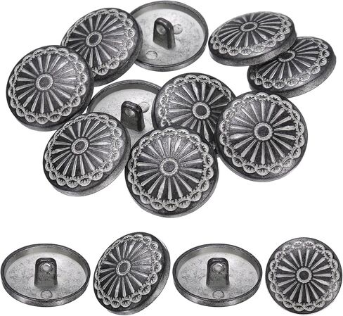 PATIKIL 10 Pcs Vintage Metal Buttons,20mm Round Shank Buttons Engraved Flower Pattern with Metal Shank Hole for Sewing Crafts Projects, Coats, Jackets, DIY Decoration, Copper-White in Kuwait