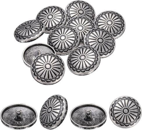 PATIKIL 10 Pcs Vintage Metal Buttons,20mm Round Shank Buttons Engraved Flower Pattern with Metal Shank Hole for Sewing Crafts Projects, Coats, Jackets, DIY Decoration, Copper-White in Kuwait
