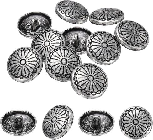 PATIKIL 10 Pcs Vintage Metal Buttons,20mm Round Shank Buttons Engraved Flower Pattern with Metal Shank Hole for Sewing Crafts Projects, Coats, Jackets, DIY Decoration, Copper-White in Kuwait