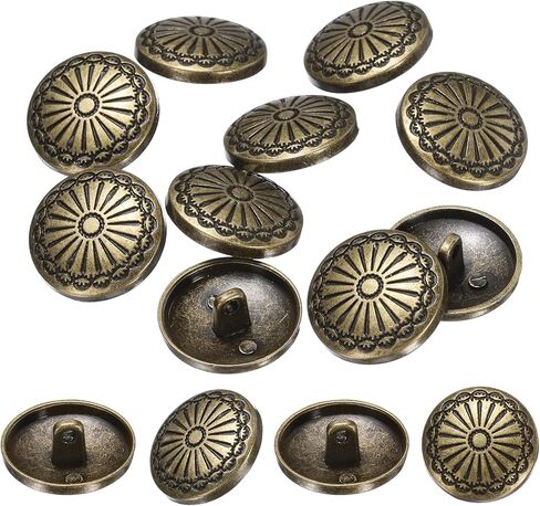 PATIKIL 10 Pcs Vintage Metal Buttons,20mm Round Shank Buttons Engraved Flower Pattern with Metal Shank Hole for Sewing Crafts Projects, Coats, Jackets, DIY Decoration, Copper-White in Kuwait