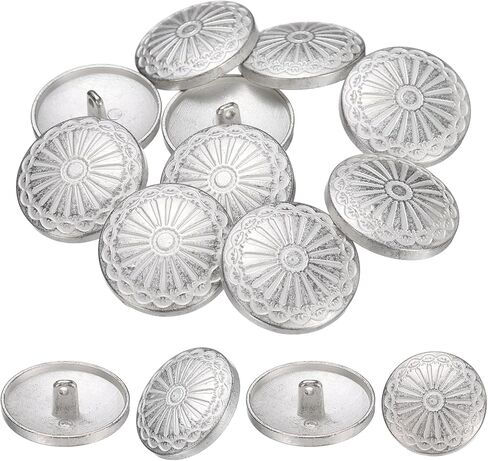 PATIKIL 10 Pcs Vintage Metal Buttons,20mm Round Shank Buttons Engraved Flower Pattern with Metal Shank Hole for Sewing Crafts Projects, Coats, Jackets, DIY Decoration, Copper-White in Kuwait