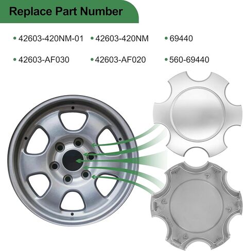 4 PCS Wheel Center Hub Caps Fit for 6 Lug Tundra 17 Inch 5 Double Spoke Silver Wheels 2003-2006 for Sequoia 17 Inch 5 Double Spoke Silver Wheels 2003-2007 Replaces# 42603-AF030 in Kuwait