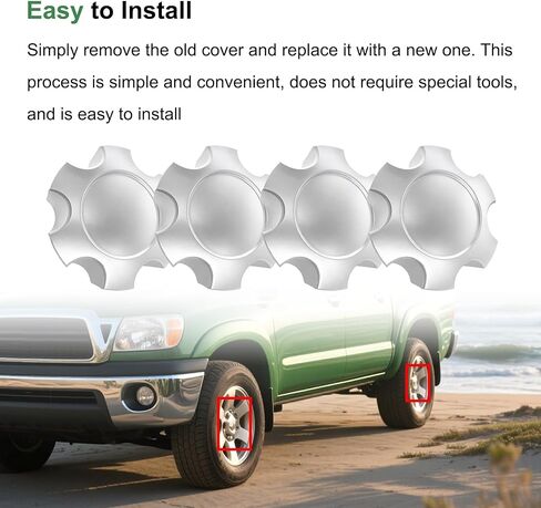 4 PCS Wheel Center Hub Caps Fit for 6 Lug Tundra 17 Inch 5 Double Spoke Silver Wheels 2003-2006 for Sequoia 17 Inch 5 Double Spoke Silver Wheels 2003-2007 Replaces# 42603-AF030 in Kuwait