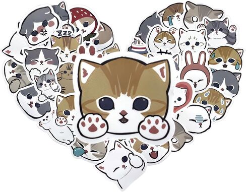 100 Cute Cat Stickers Pack, Waterproof Vinyl Kawaii Cat Stickers for Water Bottles, Laptops, Journals & Phone Cases, Aesthetic Kitty Decals, Gift for Cat Lovers, Teens, Students in Saudi Arabia