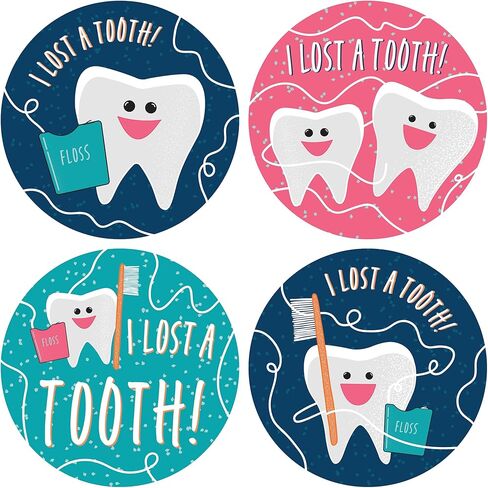 Barker Creek Stickers/Badges, Lost a Tooth, 32 Stickers, 8 Each of Four Colorful Designs That Measure 2.37" in Diameter (3200) in Kuwait