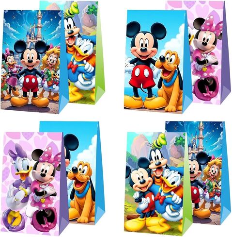 KERWHIS 12Pcs Mickey Clubhouse Party Gift Bags Goodie Bags for Mickey Clubhouse Themed Birthday Decorations Party Supplies in Saudi Arabia