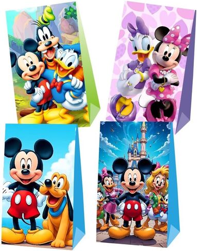 KERWHIS 12Pcs Mickey Clubhouse Party Gift Bags Goodie Bags for Mickey Clubhouse Themed Birthday Decorations Party Supplies in Saudi Arabia