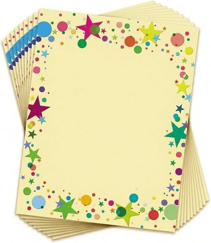 PaperDirect Confetti Swirls Celebration Stationery, Letters, Cards, Invites, Border Papers, Letterhead 8.5 x 11, 25 sheets, Elegant Premium Writing Paper, Decorative Printer Paper in Saudi Arabia